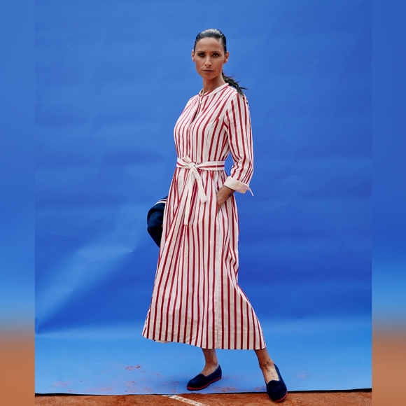 Red & White Stripe Maxi Dress 🍒 | Designer Luis Trenker - Picture 3 of 8